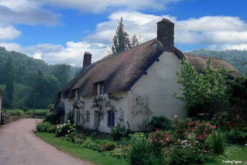 4 English Cottage, компютър за английска вила HD тапет