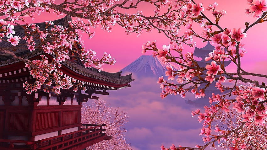 Sakura Tree High Quality in 2020, pink sakura tree anime aesthetic HD wallpaper