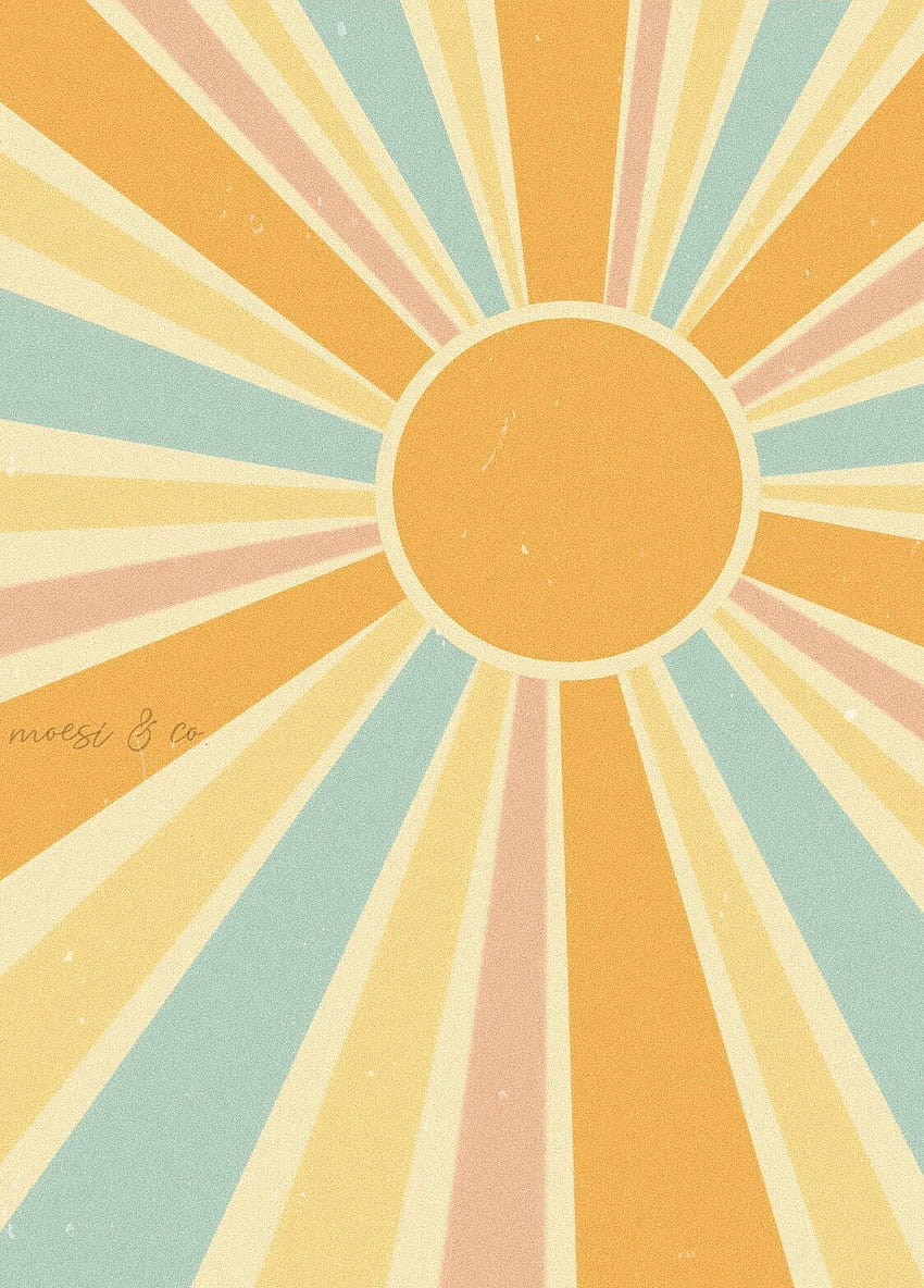 Retro Vintage Sunshine Ray of Sunshine Wall Decor Art Print Poster, retro vibe sun wallpaper ponsel HD