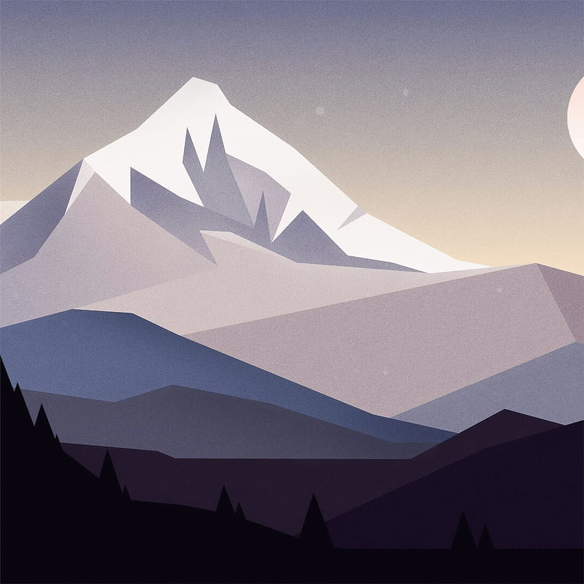 paisaje mínimo de montañas iPad Pro, paisaje estético fondo de pantalla del teléfono