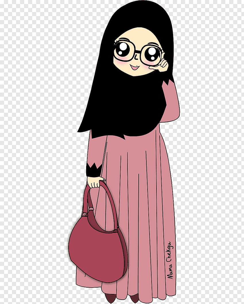 Female profile wearing headset illustration, Chibi Anime Hijab, female anime hijab glasses HD phone wallpaper