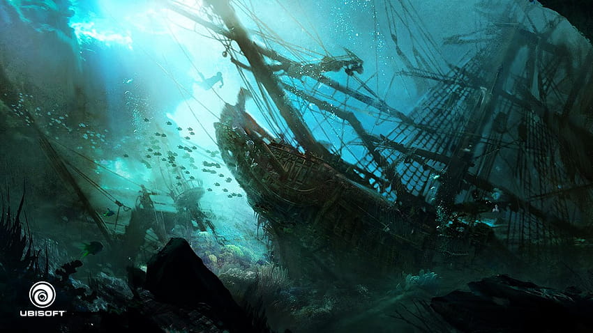 Underwater world, Fantasy landscape, Underwater art, sunken ship HD wallpaper