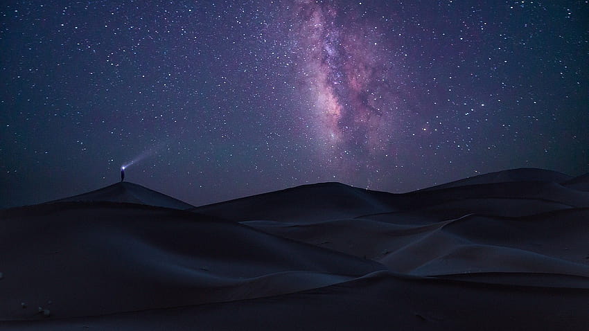 starry night, milky way, desert, long exposure, landscape, nature ::, desert night HD wallpaper