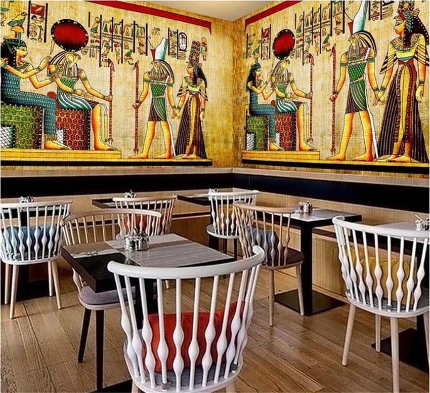 Nostalgic Vintage Egyptian Pharaoh Idol Backgrounds Mural 3D Classic Theme Restaurant Cafe Industrial Decor Wall Paper HD wallpaper