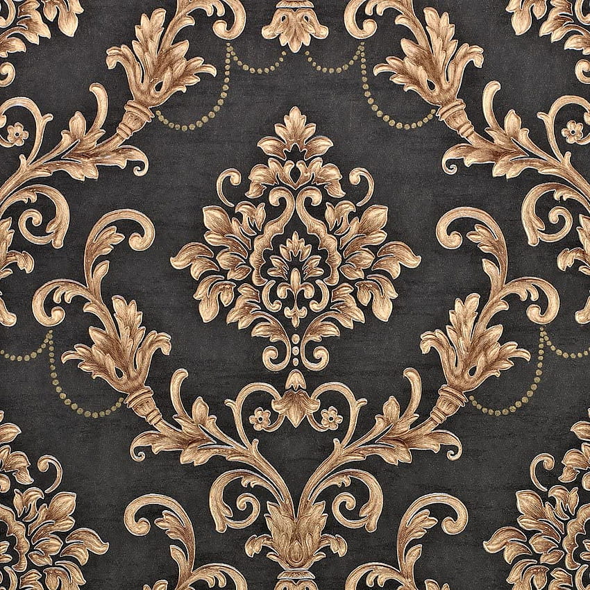 Nice Houzz Damask Gold Black Victorian Embossed Non HD phone wallpaper