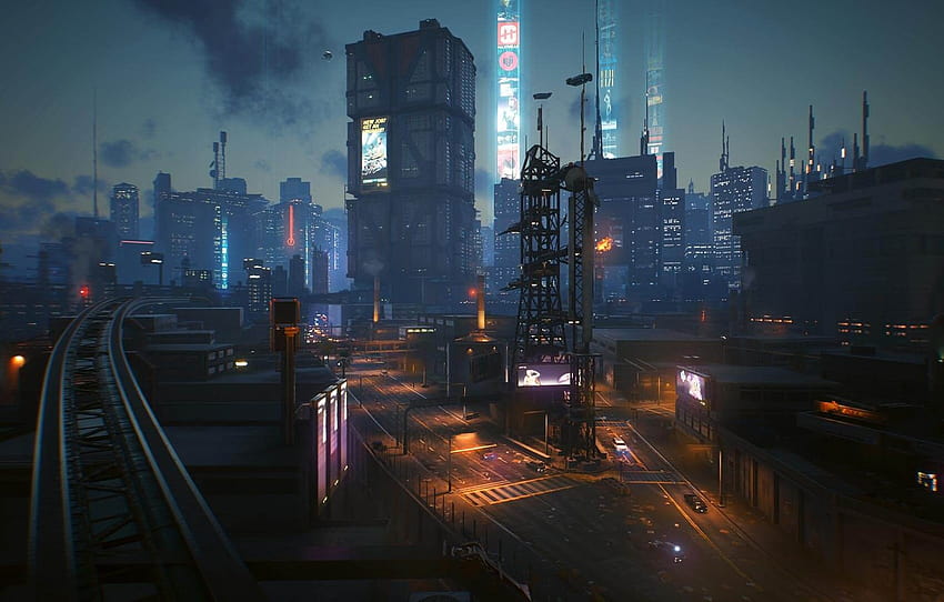 rpg, gra wideo, miasto nocą, CD Projekt RED, Cyberpunk 2077 , sekcja gry, miasto nocą cyberpunk Tapeta HD