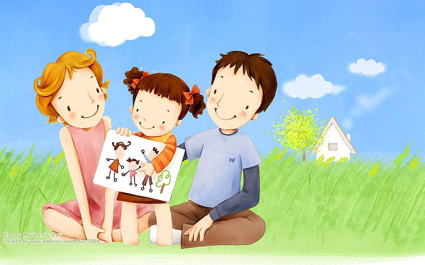 Sweet & Cute illustration of Family Love 1280x800 NO.1, sweet family HD wallpaper