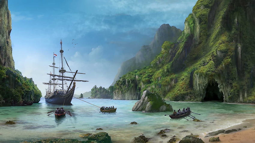 Pirate Island, women pirate HD wallpaper