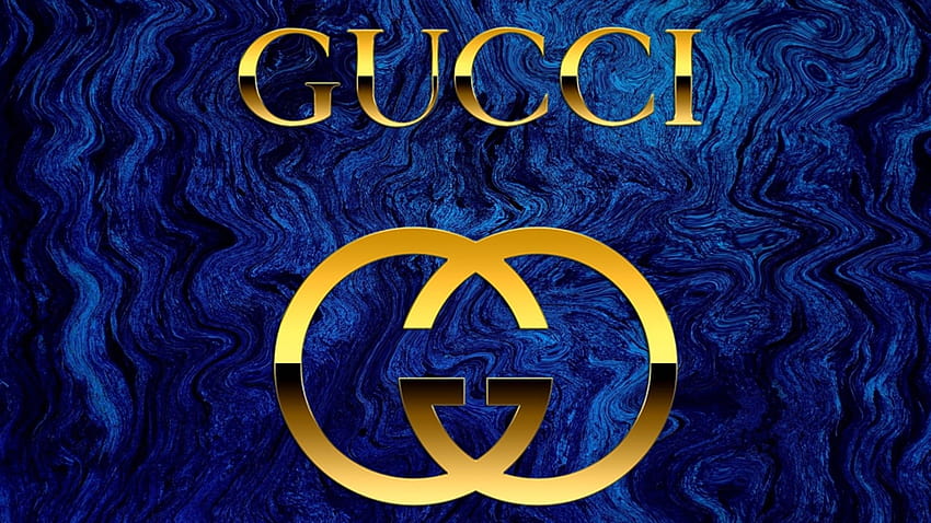 Gucci Słowo Z Logo Na Niebieskim Tle Gucci, Gucci Niebieski Tapeta HD