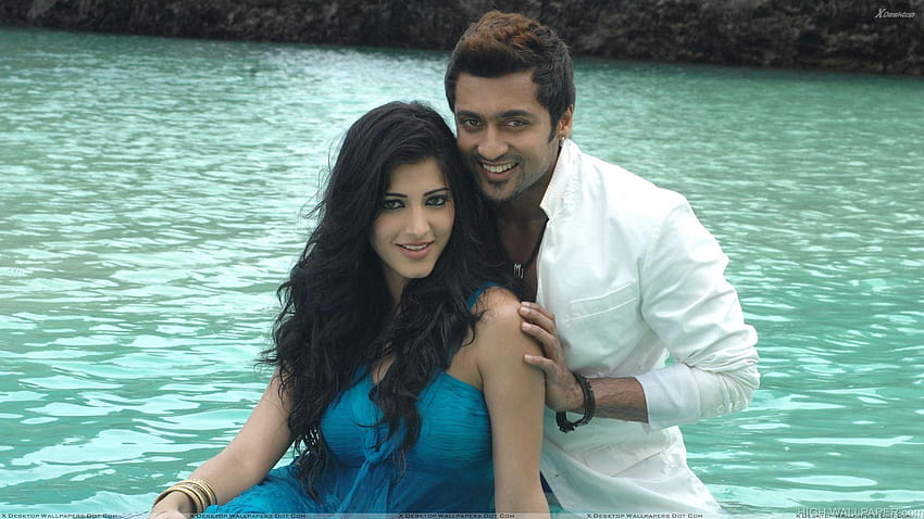 Shruti Haasan และ Surya กำลังดูกล้อง 7aum Arivu Movie, surya สำหรับ วอลล์เปเปอร์ HD