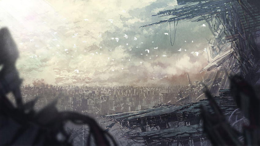 Animal Bird City oryginalne ruiny senko doki postapokaliptyczne miasto zniszczenia anime Tapeta HD