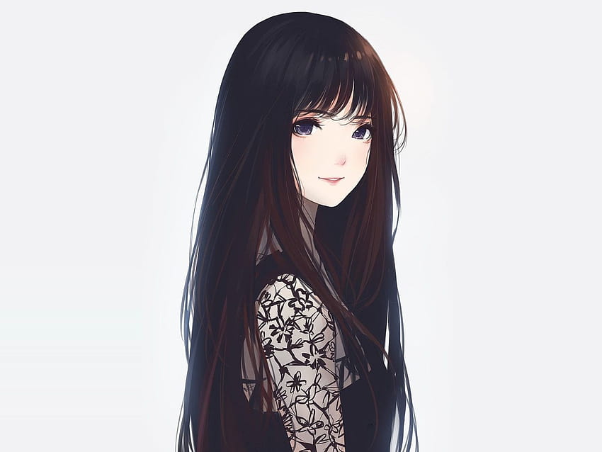 Personaggio femminile dell'anime che indossa l'illustrazione di un abito nero, anime girls • For You For & Mobile Sfondo HD