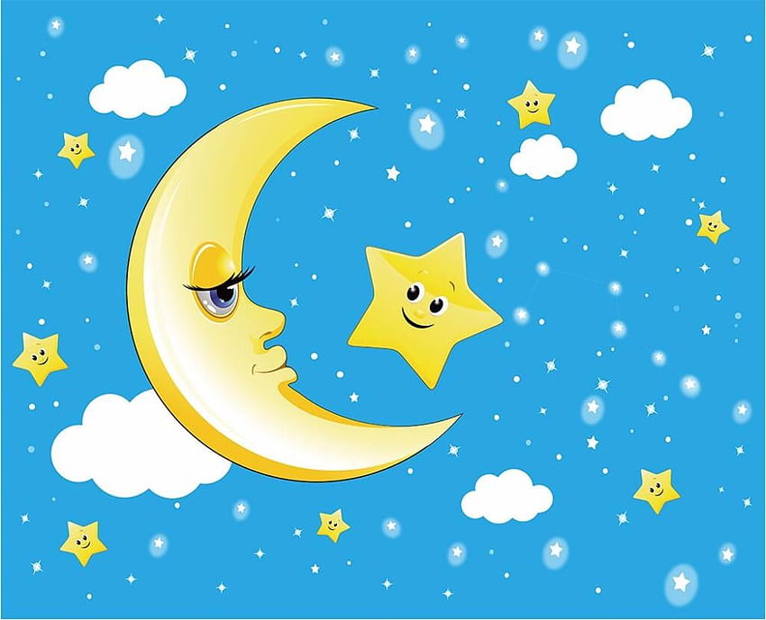 Animated Stars And Moon posted by Ethan Thompson, cartoon stars HD wallpaper  | Pxfuel