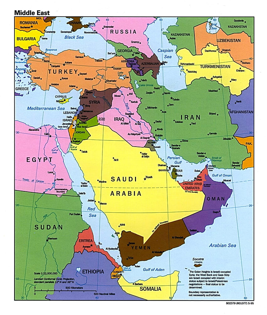 карта на Близкия изток HD тапет за телефон