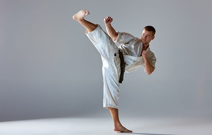 man, martial arts, kick , section спорт, karate kick HD wallpaper