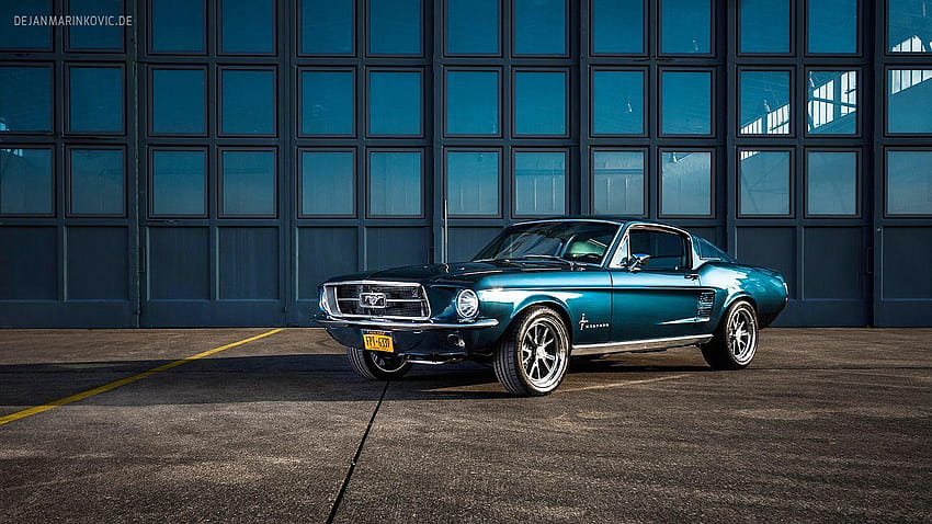 Blue 1967 Ford Mustang Fastback by AmericanMuscle, 포드 머스탱 패스트백 1967 HD 월페이퍼