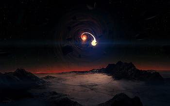 Black Hole Planet Space Stars Digital Art 8K Wallpaper #4.774