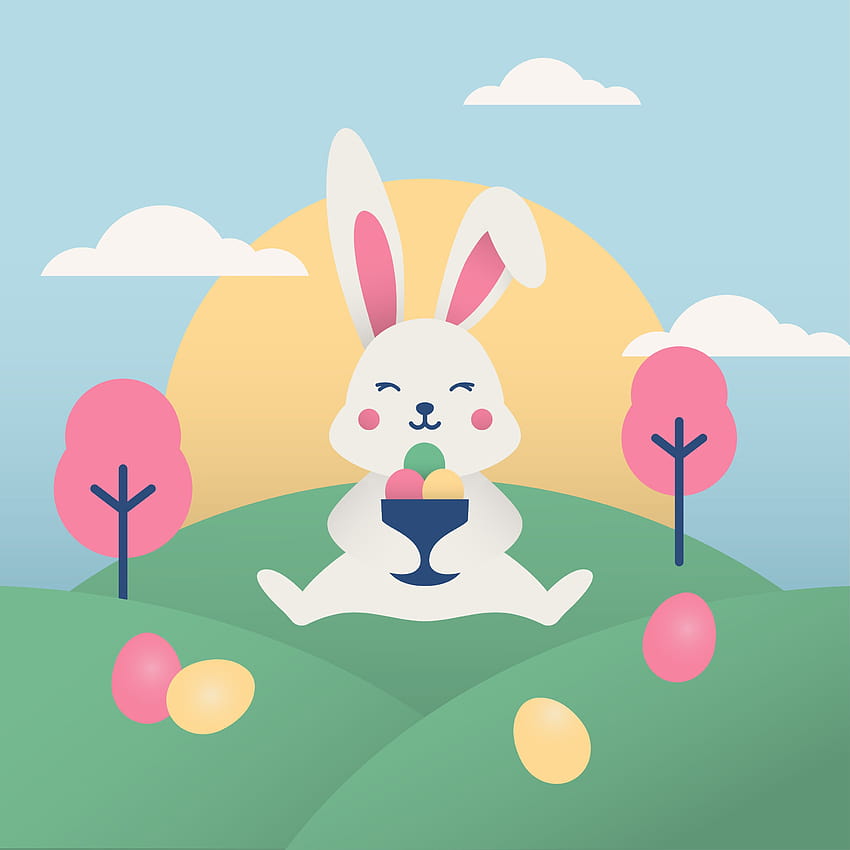 Easter with Cute Rabbit, kawaii easter bunny HD phone wallpaper