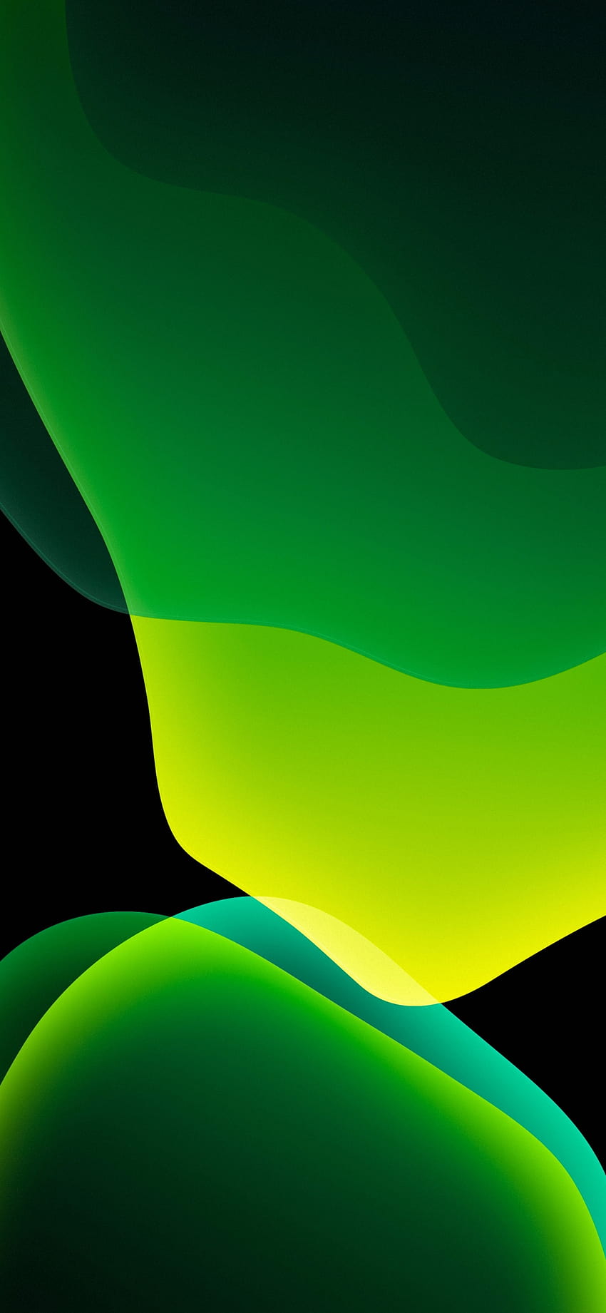 iOS 13 , Stock, iPadOS, Green, Black background, AMOLED, Abstract, iphone green and black HD phone wallpaper