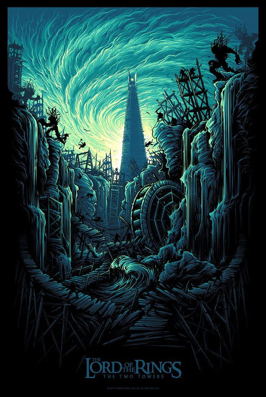 Rilis Poster Dan Mumford Lord of the Rings Dua Menara, penguasa cincin dua menara wallpaper ponsel HD