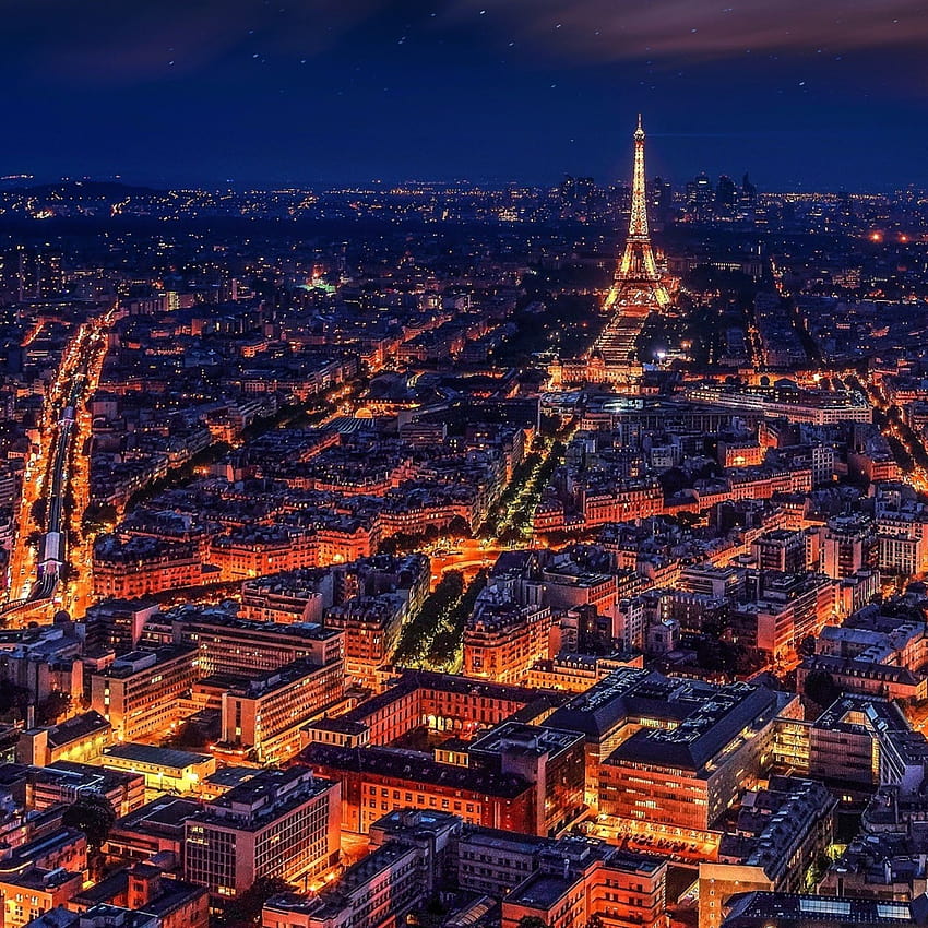 2048x2048 파리 프랑스 에펠탑 밤 아이패드 에어, 배경, 밤의 도시 파리 HD 전화 배경 화면