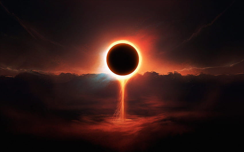 Black Sun Fire Circle para y móvil, eclipse izquierdo derecho fondo de pantalla