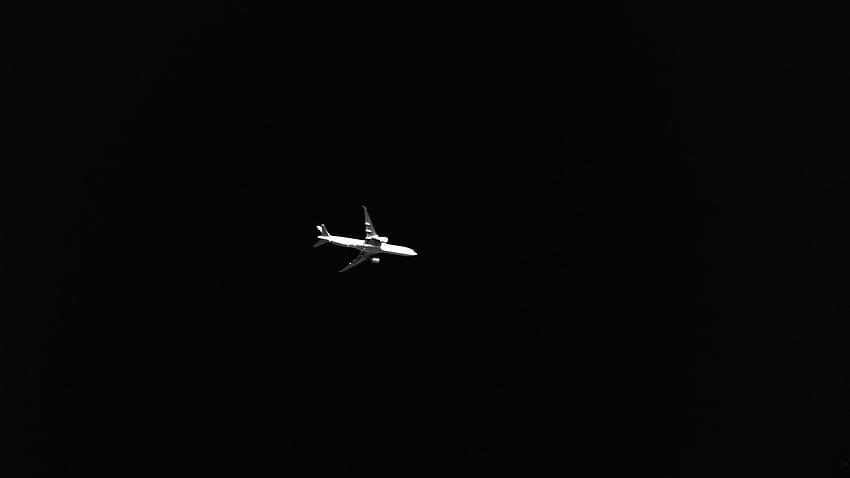 2560x1440 самолет, небе, чб, тъмен, минимализъм, минималистична авиация HD тапет