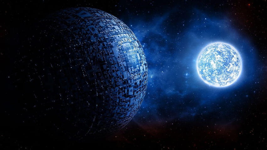 Science fiction science art cg cyfrowe planety zewnętrzne miasta księżyc mech tech Tapeta HD