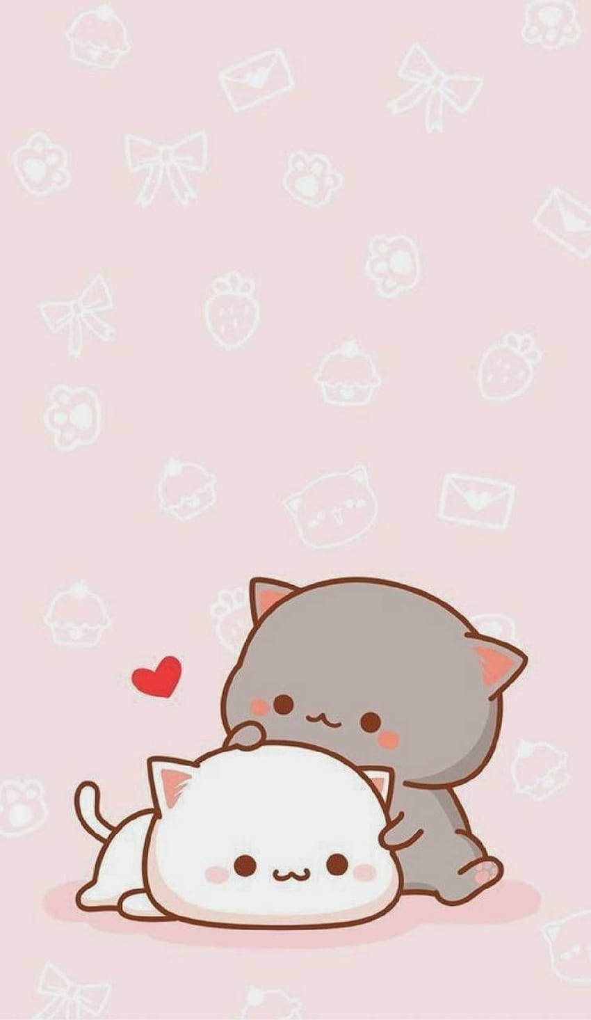 Cute cats by Malakj13, kawaii cute pink HD phone wallpaper