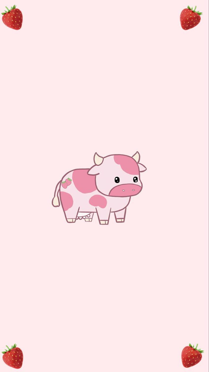 Strawberry cow  wallpaper  Cow wallpaper Cow drawing Strawberry  cow wallpaper iphone