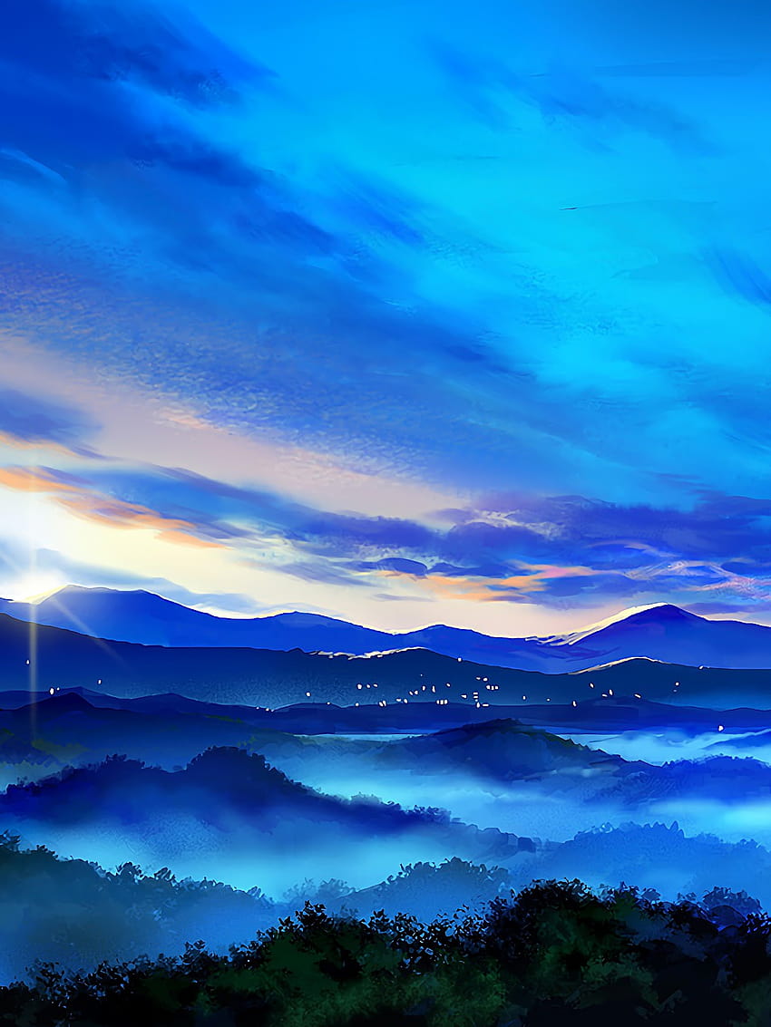 Anime Mountain Landscape Sunrise Scenery Phone iPhone, phone anime scenery  HD phone wallpaper | Pxfuel