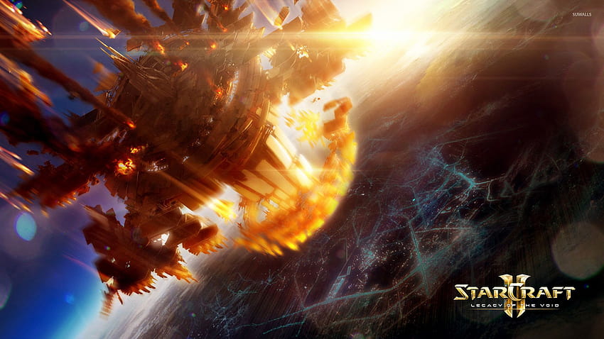 Burning spaceship in StarCraft II: Legacy of the Void, artanis HD wallpaper