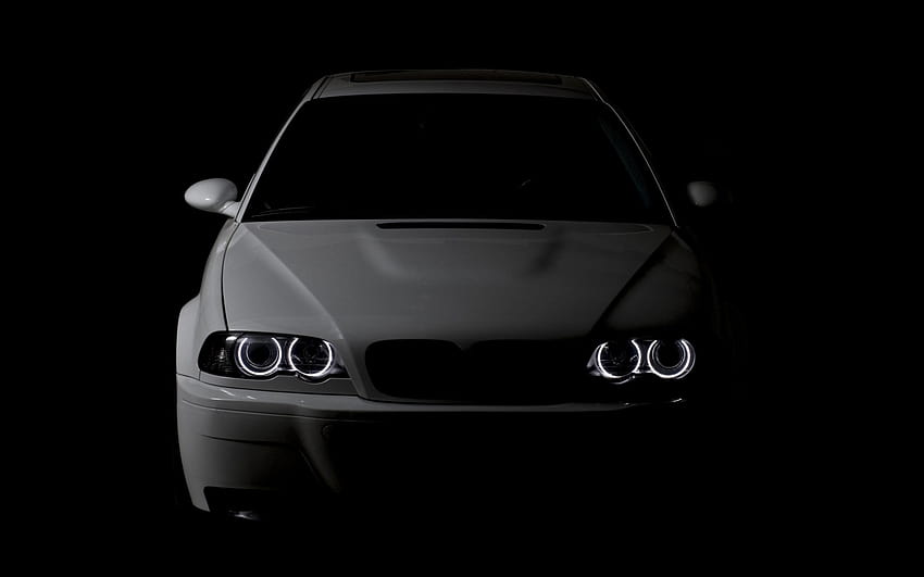 BMW m3 E46 anielskie oczy białe światła lekkie samochody auto transport czarno-białe pojazdy Tapeta HD