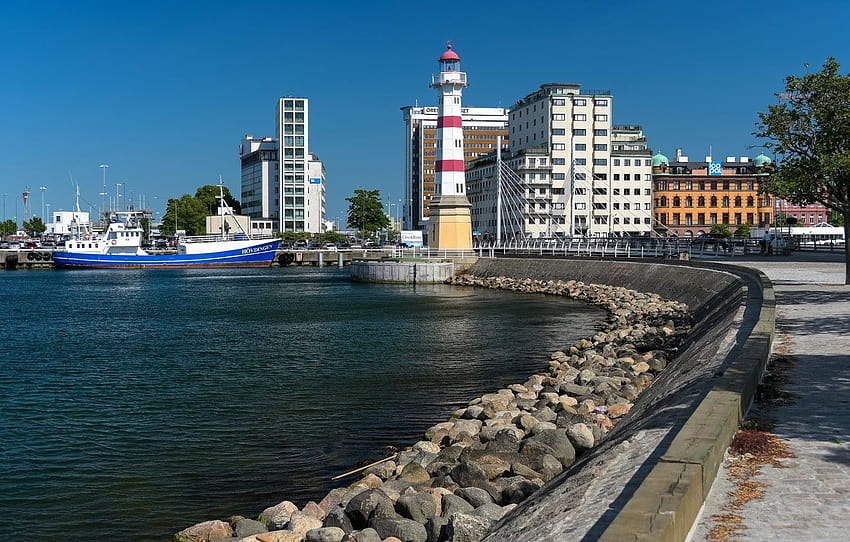 lighthouse, pier, Sweden ...goodfon, malmo HD wallpaper