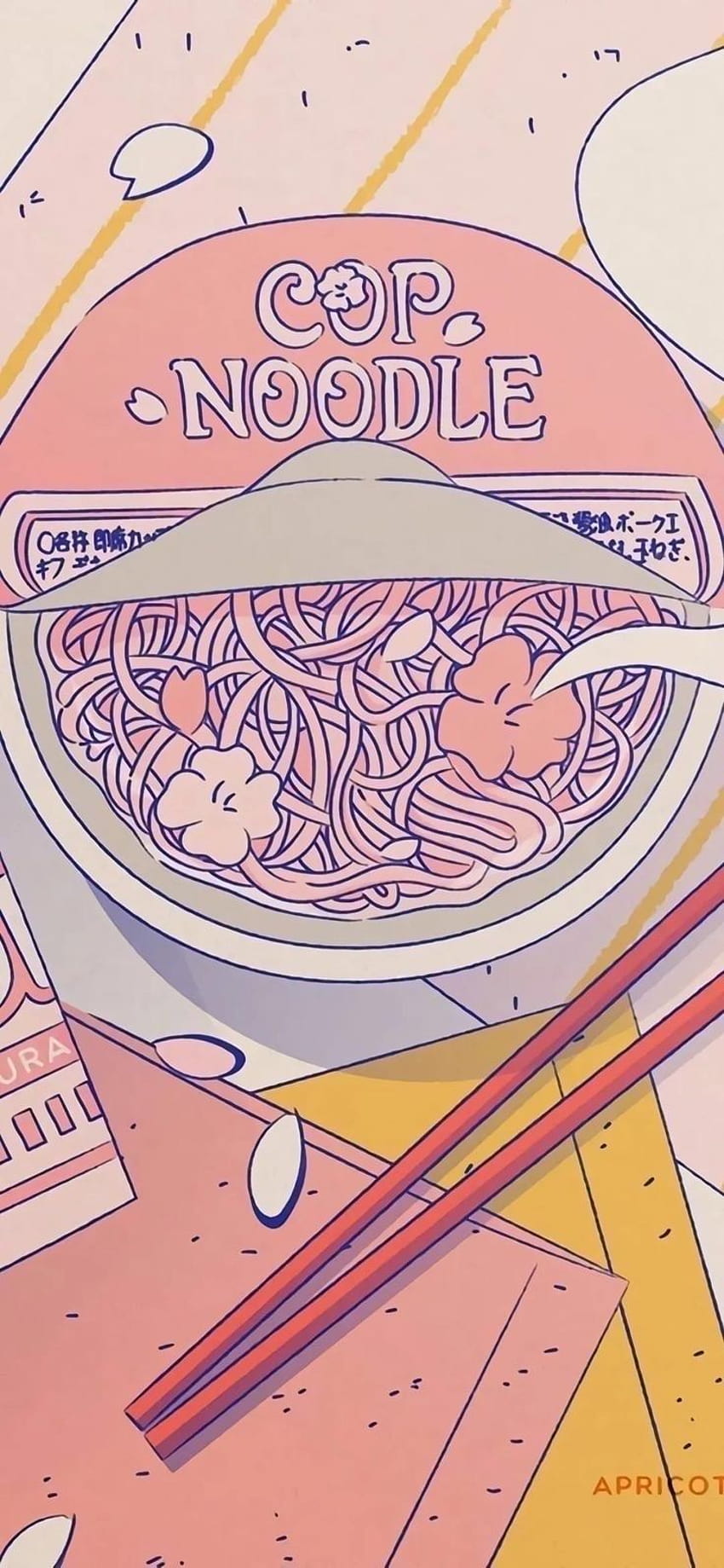 LOCKSCREENS, Kawaii Snacks Credit: Apricot Mayor on Insta in 2021, anime noodles HD phone wallpaper