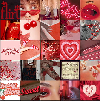 Red Cherries Wall Collage, aesthetic valentines day collage HD phone wallpaper