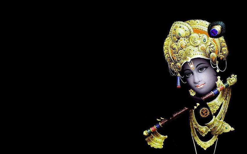 Seigneur noir Krishna, seigneur krishna 3d sur fond noir Fond d'écran HD