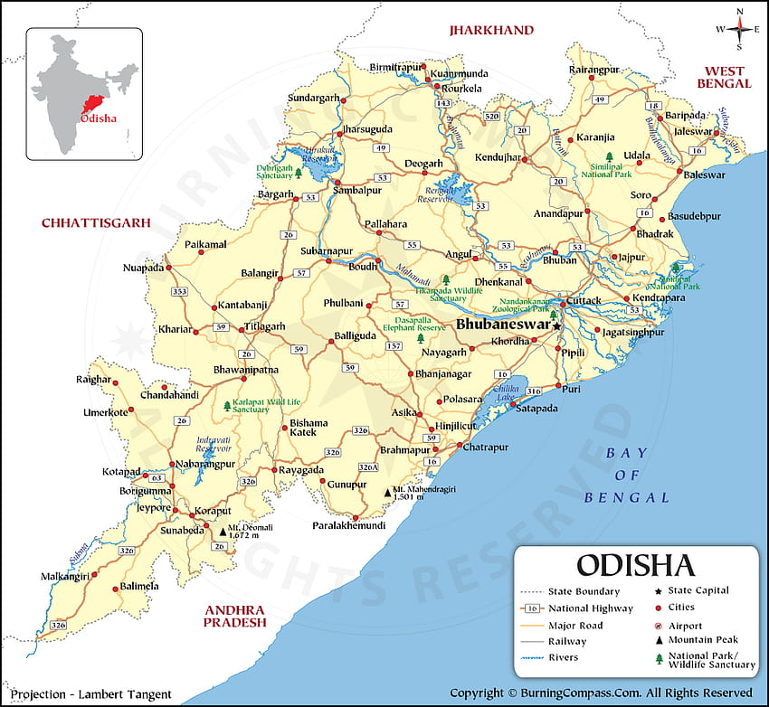 Mapa de Odisha, Mapa do Estado de Odisha, Mapa de Orissa, Mapa de papel de parede HD