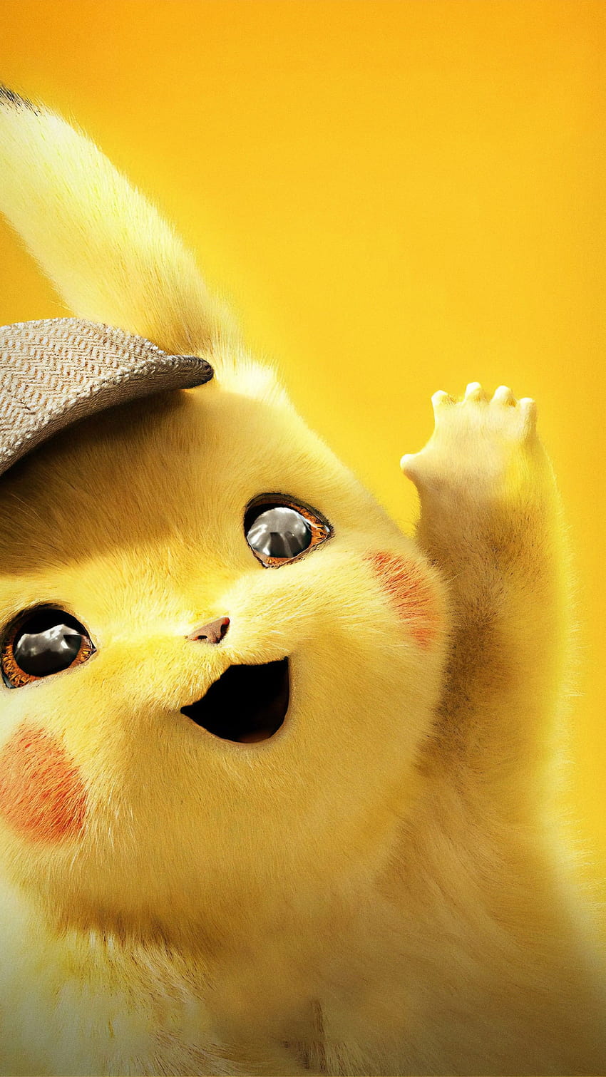 Detective Pikachu ... mobcup, sonrisa amarilla fondo de pantalla del teléfono