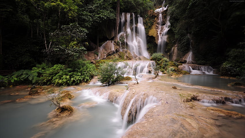 Dalat Waterfall, , falls, Pongour, waterfall, Vietnam, mountain, river, Travel, mountains and river HD wallpaper