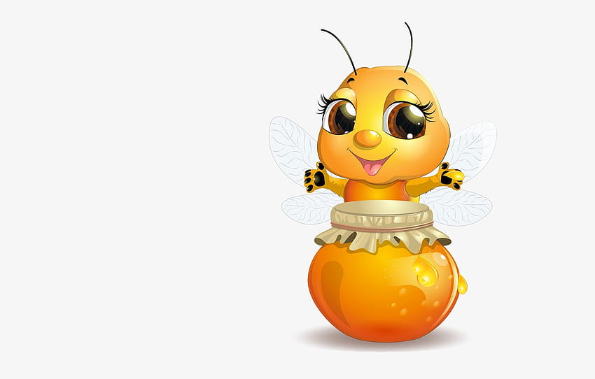 настроение, арт, гърне, пчела, мед, детски, домакиня, раздел минимализъм, анимационна пчела HD тапет