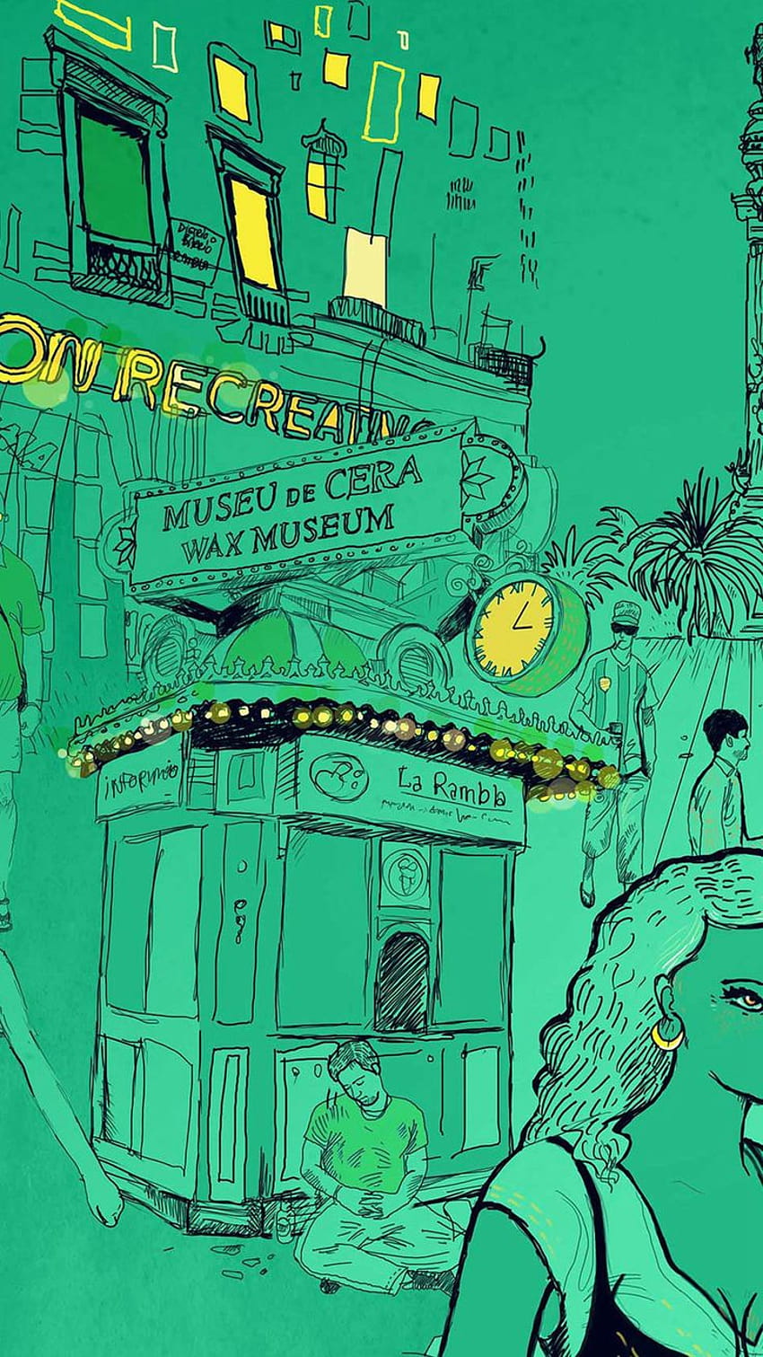 Музей на восъчните фигури Художествена илюстрация Зелена улица iPhone 6 HD тапет за телефон