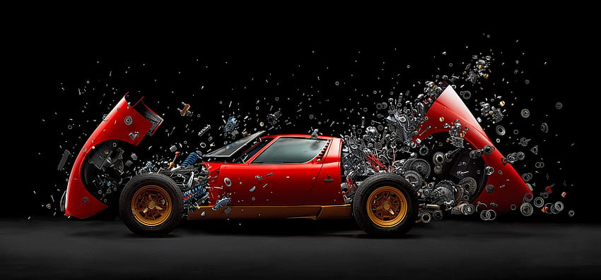Disintegrating X – Lamborghini Miura – STUDIO OEFNER, disintegration HD wallpaper