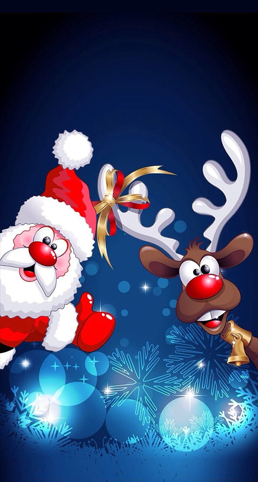 Cartoon Santa Claus And Deer, cartoon santa christmas HD phone wallpaper