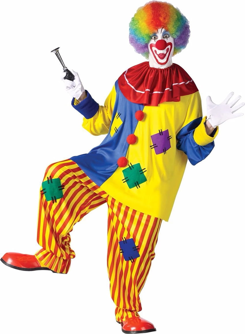 Halloween niesamowity występ cyrkowy kostium klauna dla dorosłych buffoon halloween Unisex ubrania typu Cosplay kombinezon Top + spodnie + nos, zabawny klaun Tapeta na telefon HD