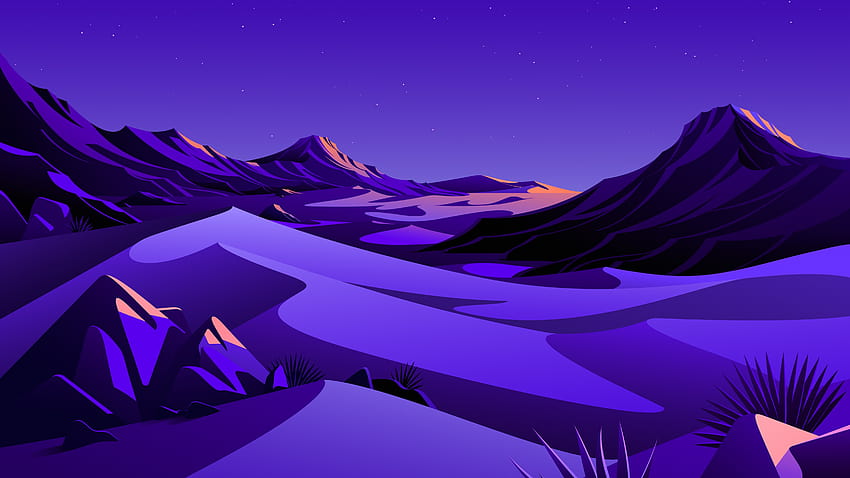 Mountains , Rocks, Night, Starry sky, Scenery, Illustration, Nature, cute aesthetic mountains HD wallpaper