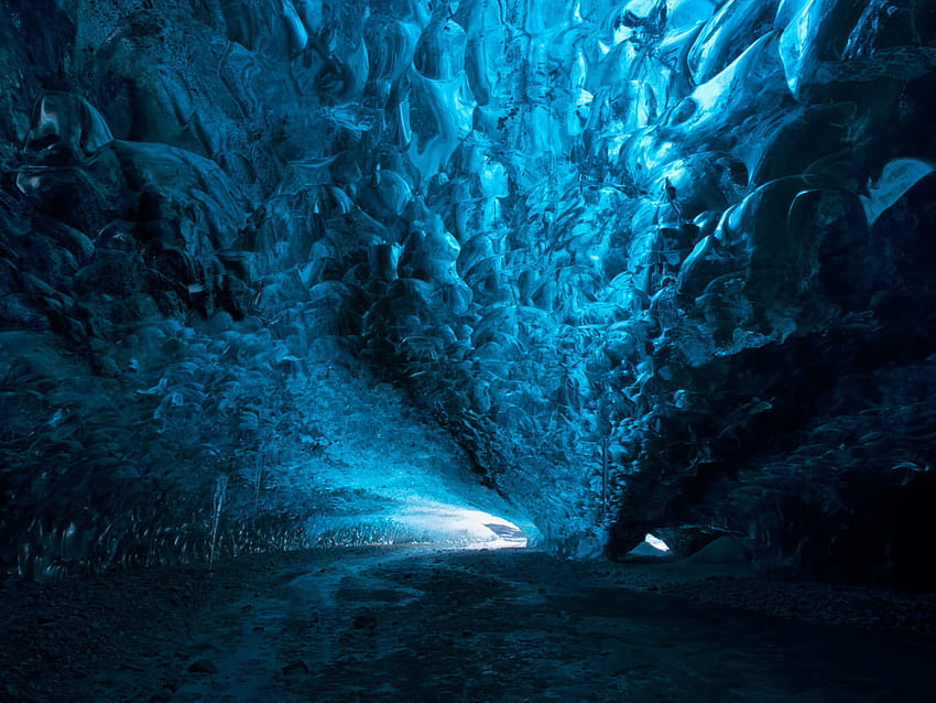 Jaskinia, Lód, Niebieski, Natura, Sopel lodu, Ciemność, Windows 10 • Dla Ciebie Tapeta HD