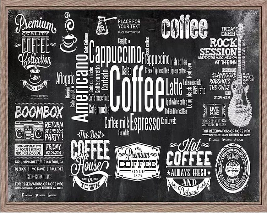 Beibehang, pizarra europea personalizada, periódico, café, herramientas retro, s, pared, letras blancas y negras, tema fondo de pantalla