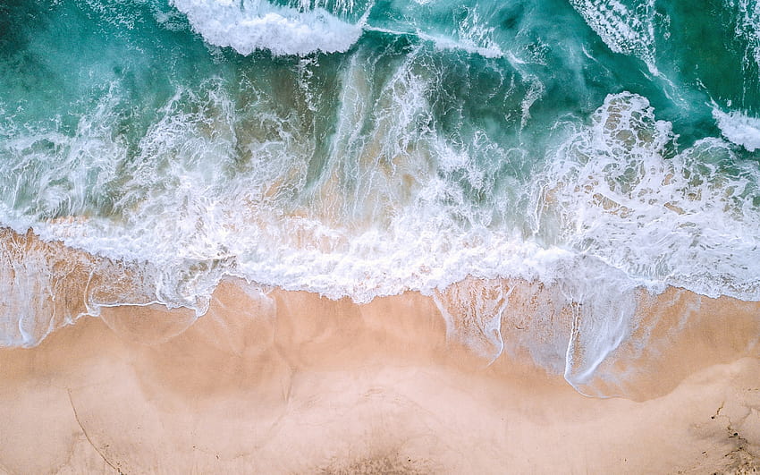 Bela praia ondas do mar espuma vista superior 1242x2688 iPhone 11 [2880x1800] para seu celular e tablet, melhor visualização papel de parede HD