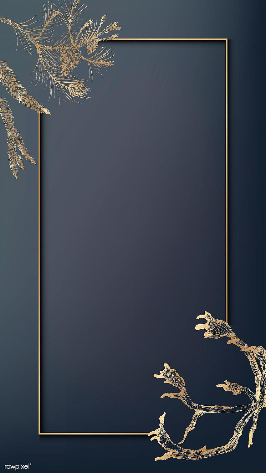 премиум вектор на златна рамка, украсена с рога мобилен телефон HD тапет за телефон